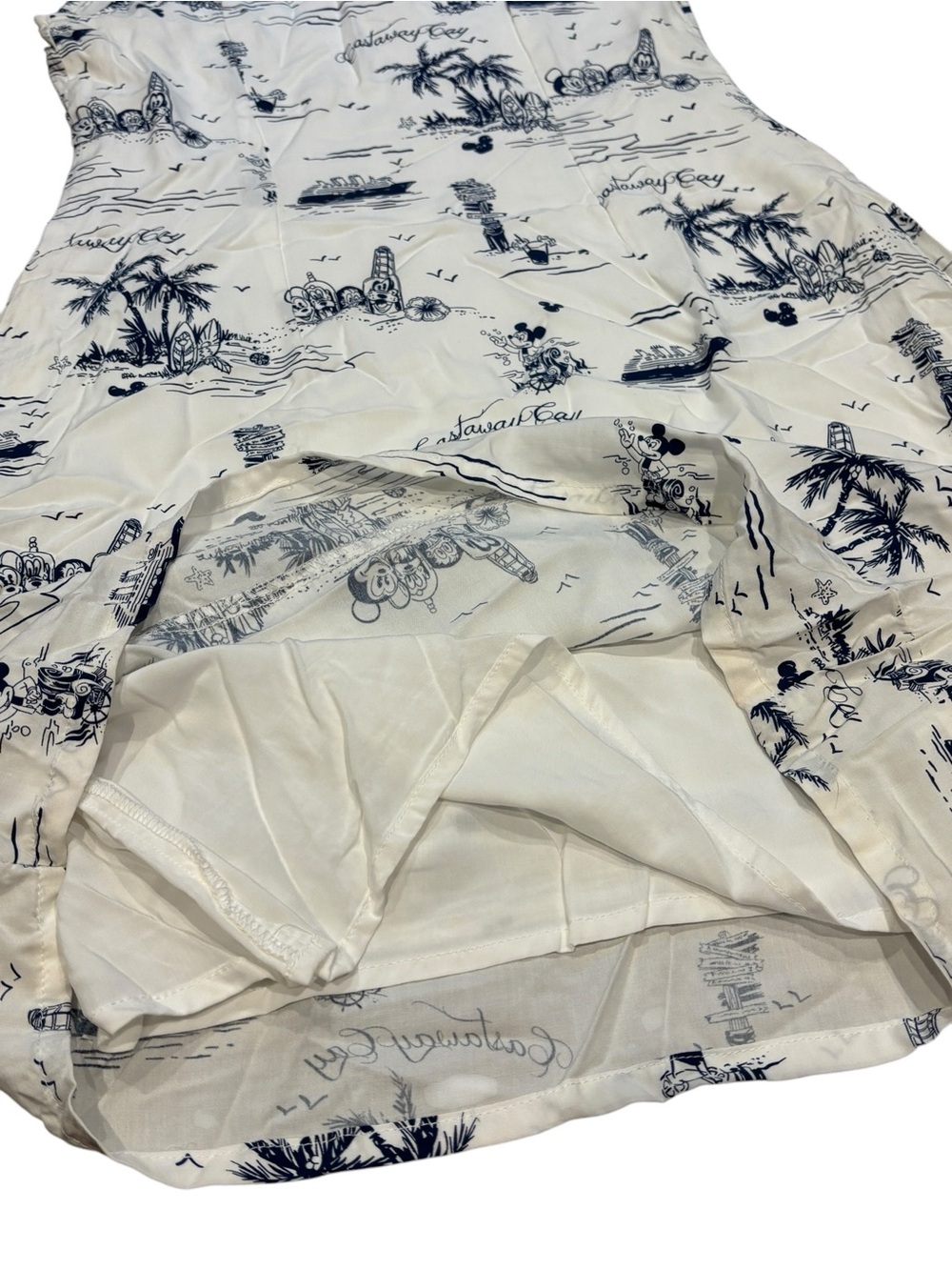 Disney Cruise Line Castaway Cay Dress XS White Navy Sleeveless Lined Resort - Picture 7 of 7